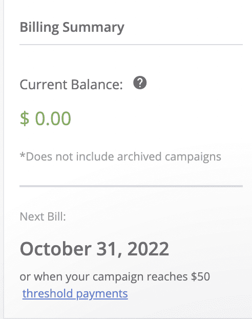 billing summary