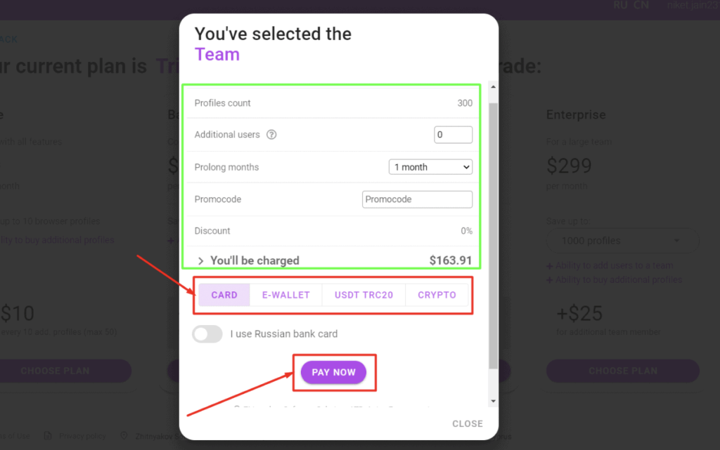 Dolphin Anty payment