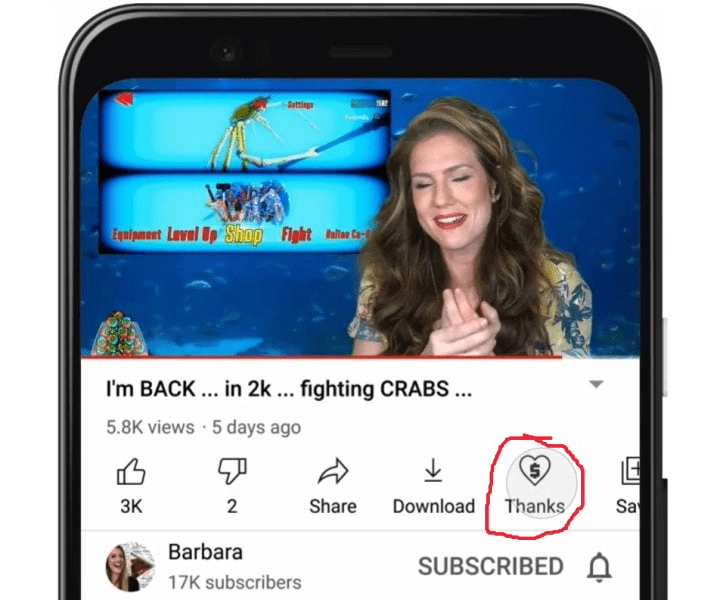"Super Thanks" button on YouTube