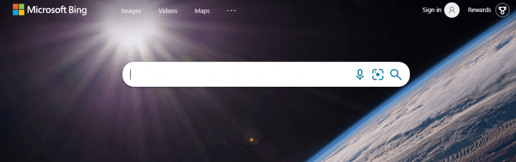 Bing search engine screenshot