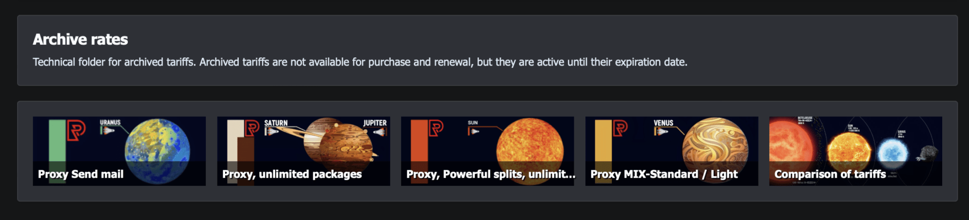Remproxy archive rates section
