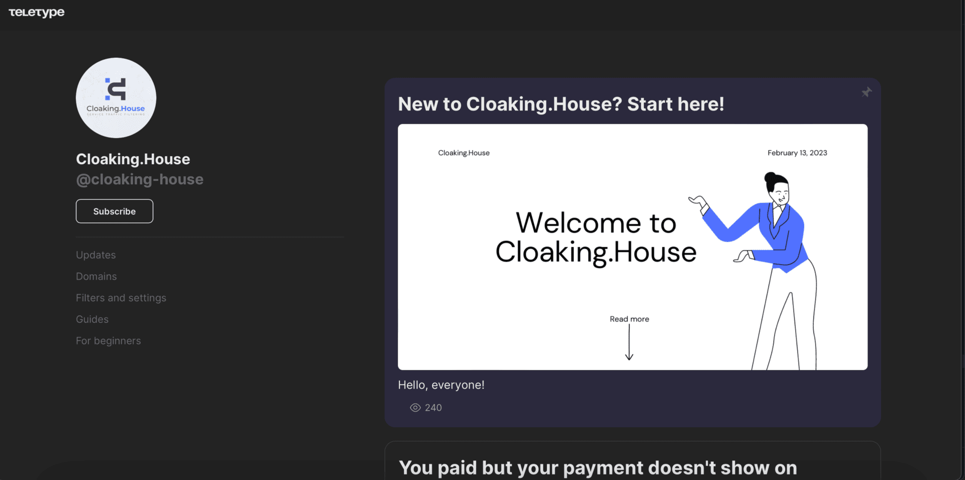 information on working with Cloaking.House