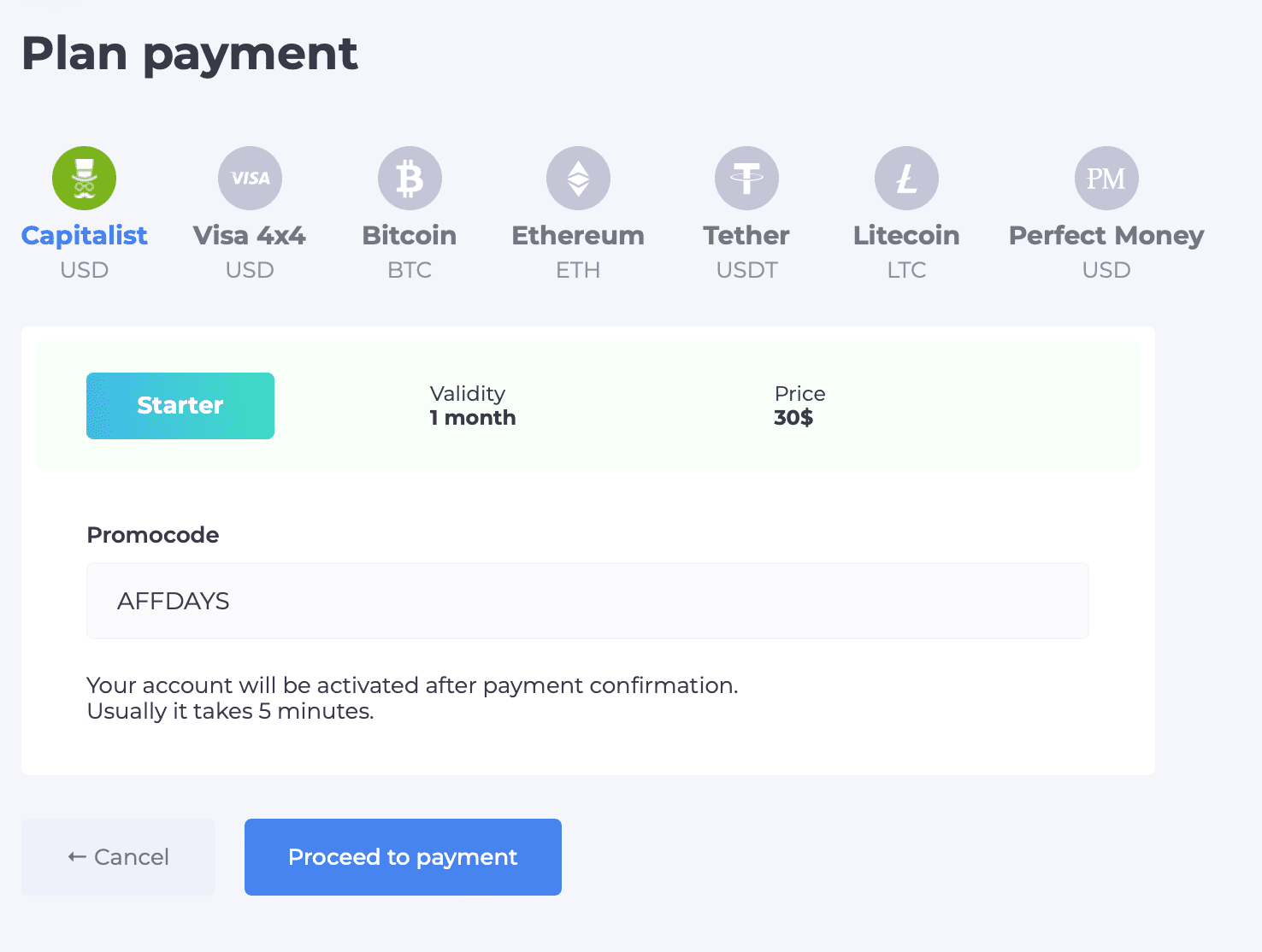 Cloaking.House payment plan