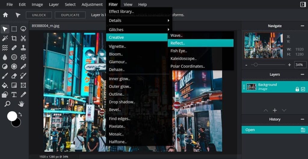 screenshot from Pixlr showing how to change background on instagram story