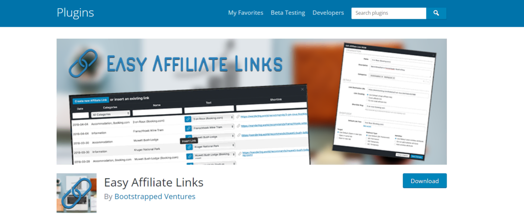 Easy affiliate links homepage screenshot
