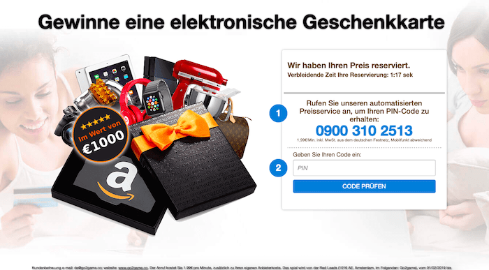 example of a promo material used in sweepstake affiliate networks