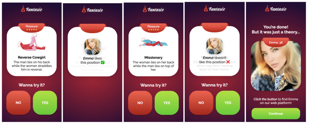 game-like funnel with kamasutra positions screenshots