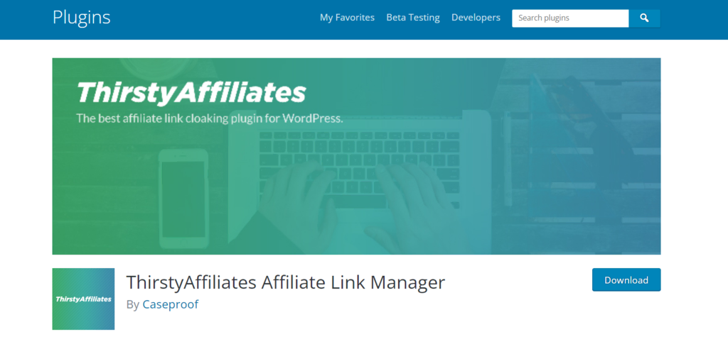 Thirstyaffiliates homepage screenshot