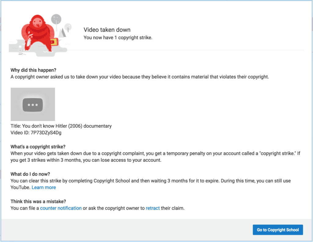 Copyright strike on youtube