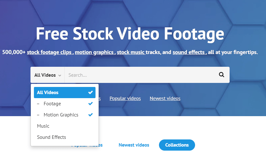 videvo main page screenshot