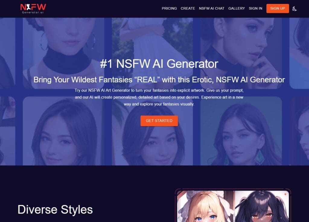 NSFW Art Generator homepage