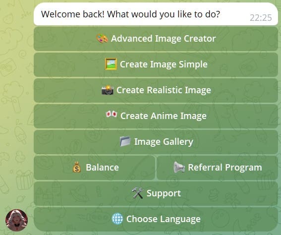 AffDays the ai girls telegram bot main menu
