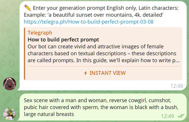 the simple image creation in the ai girls bot