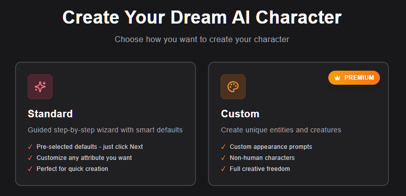 AffDays standard and custom creation of characters
