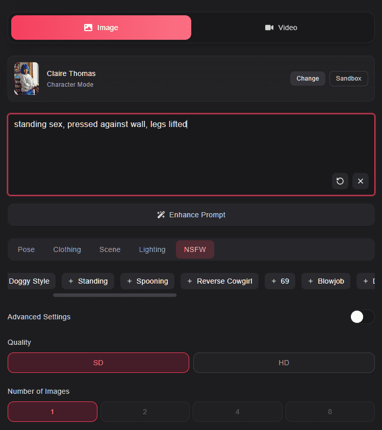 AffDays generation page with prompts and other functions