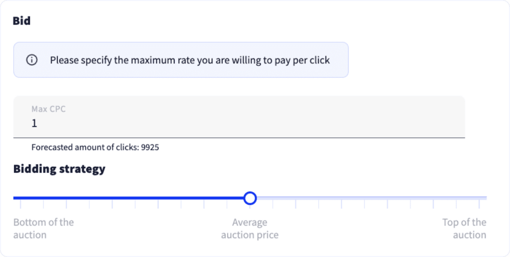 Input of the bid