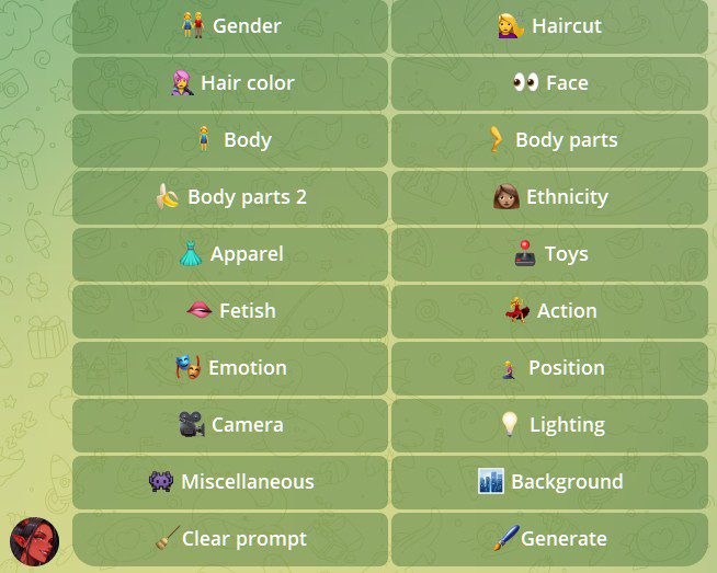 categories to choose from