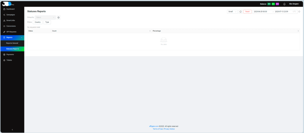 statuses report section