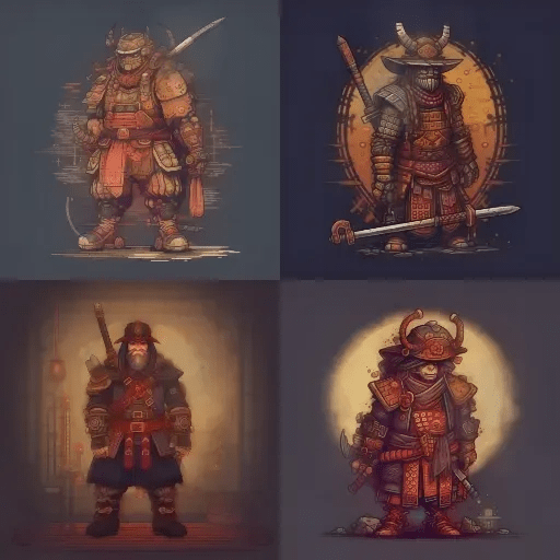 steampunk samurai in pixel art generated by midjourney