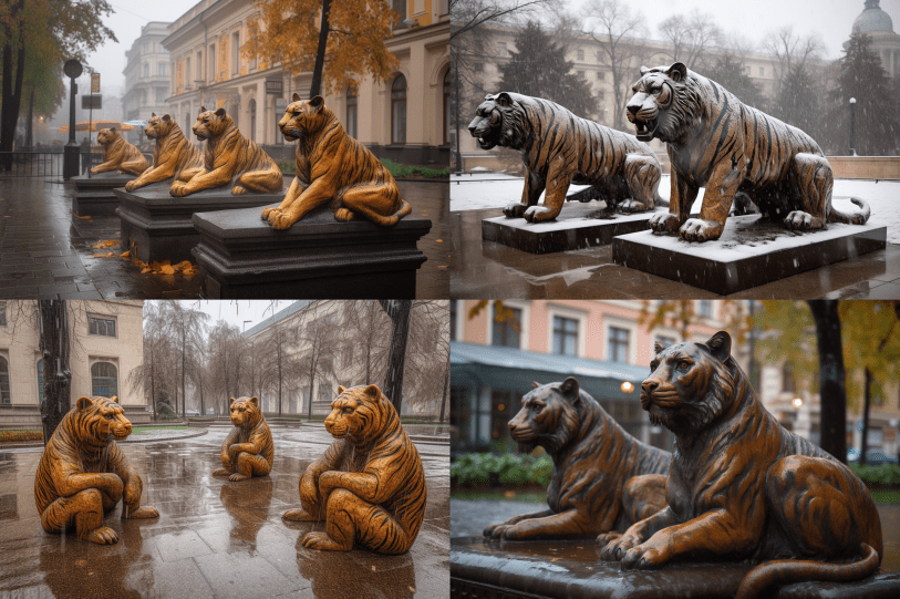 tiger statues generated by midjourney