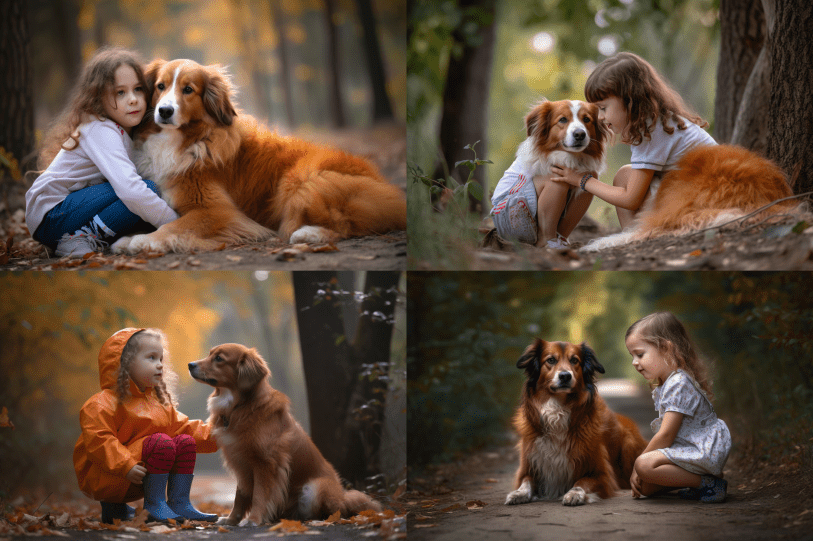 a girl with a dog generated by midjourney