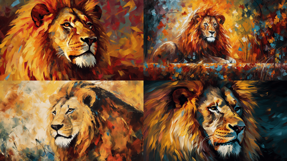 lion in van gogh's style generated by midjourney