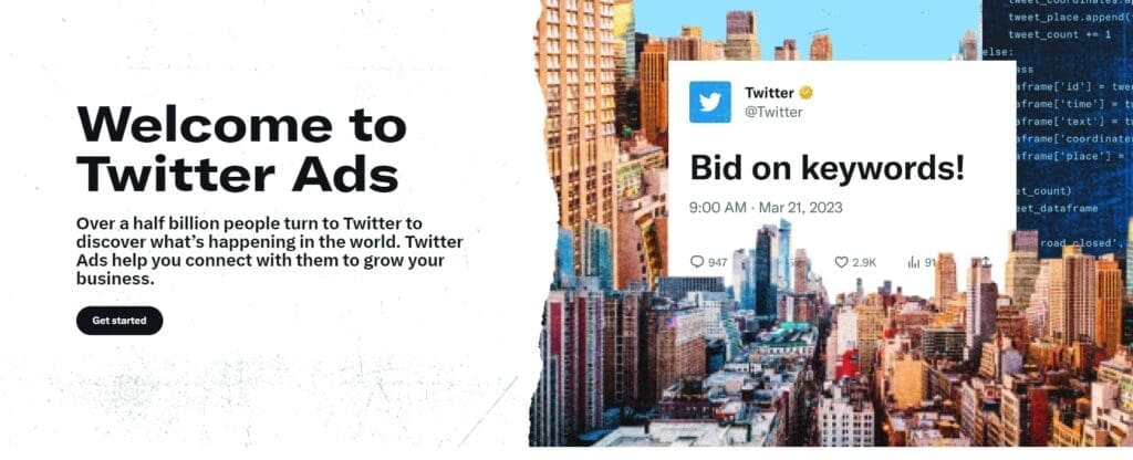 Twitter Ads homepage screenshot