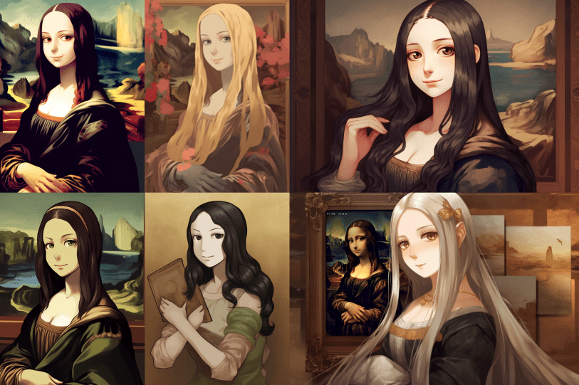 mona lisa in anime style generated by midjourney
