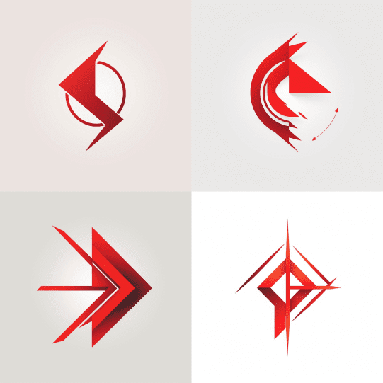 minimalist geometric logo of red arrow vector graphic generated by midjourney