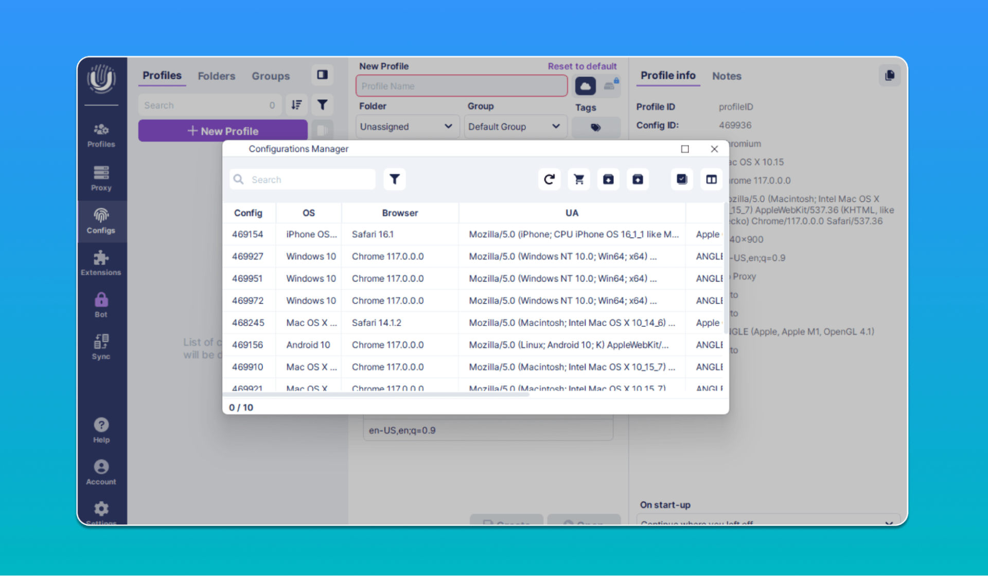 Undetectable 'Configuration manager' window