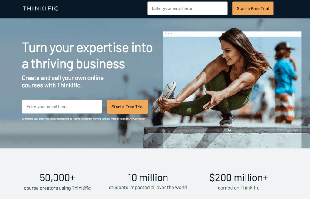 Thinkific landing page