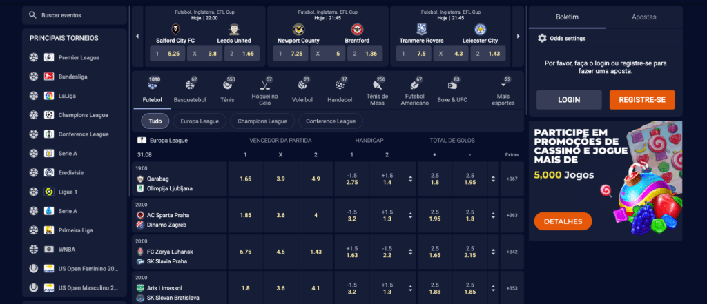 NineCasino sports betting page