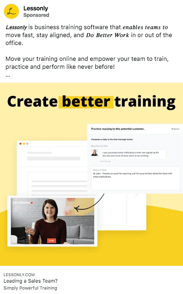 Lessonly Facebook ad