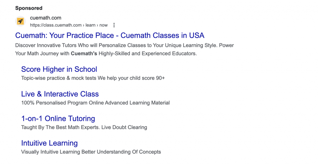 Google results on CueMath