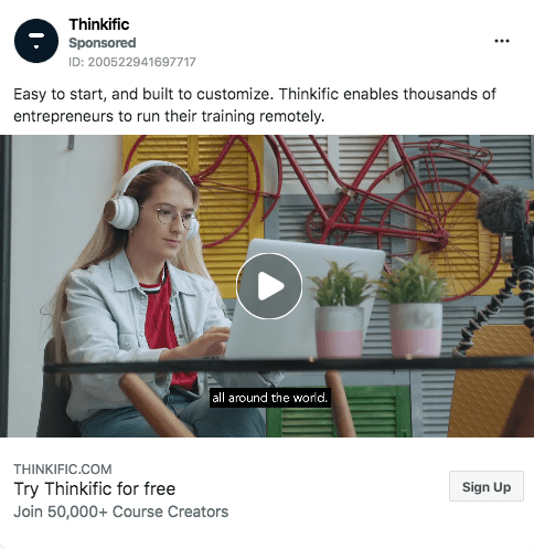 Thinkific ad