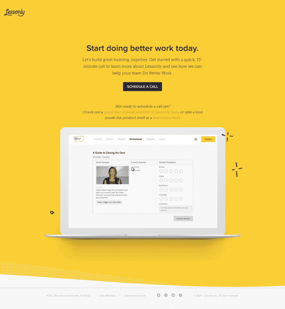 Lessonly landing page