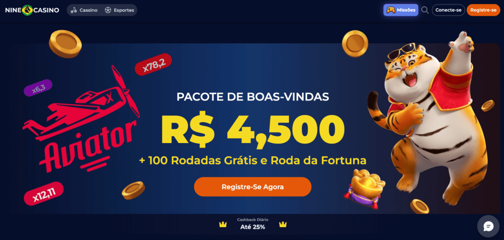 NineCasino homepage screenshot