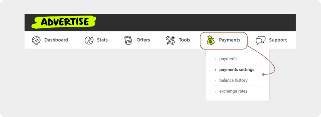 AffDays payments tab and payment settings
