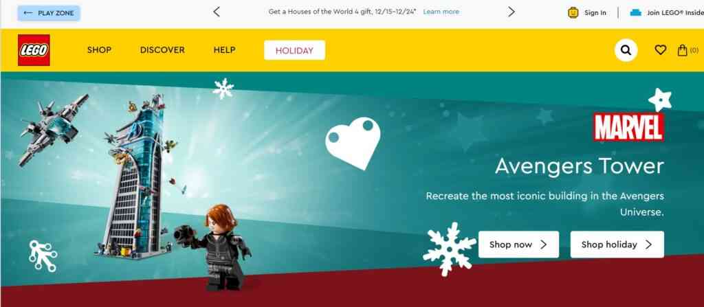 screenshot from lego affiliate program homepage
