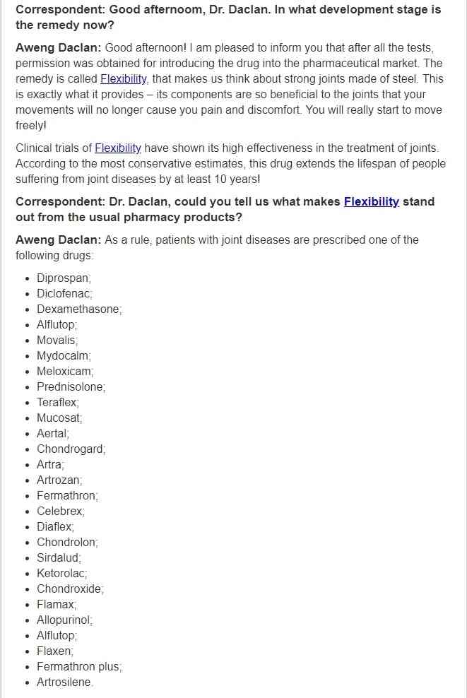 specialist's description of the medication