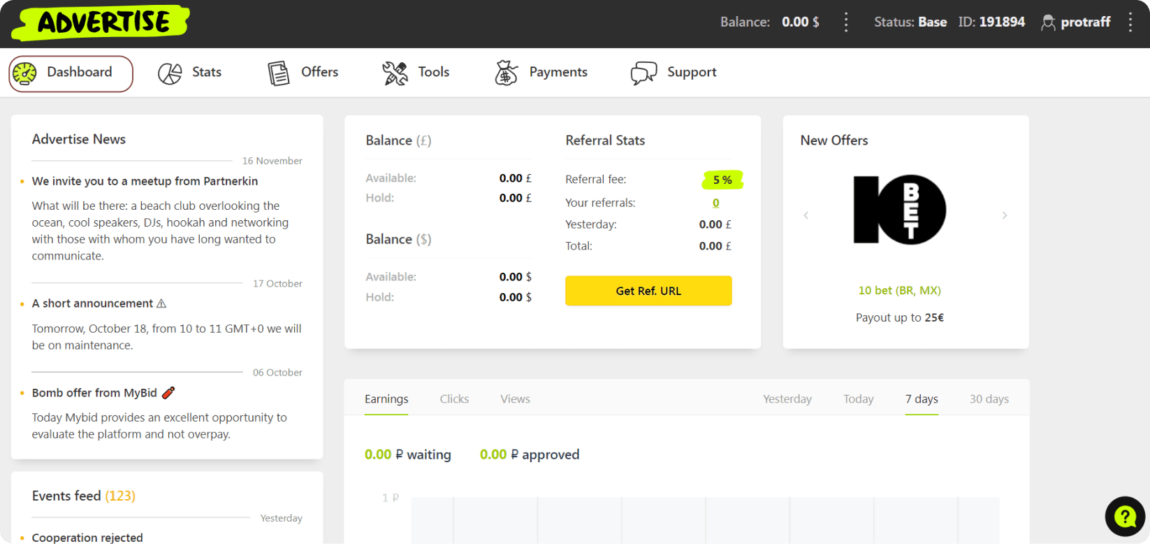 Advertise Multi Vertical Network with 1300+ Offers 2024's Personal Dashboard