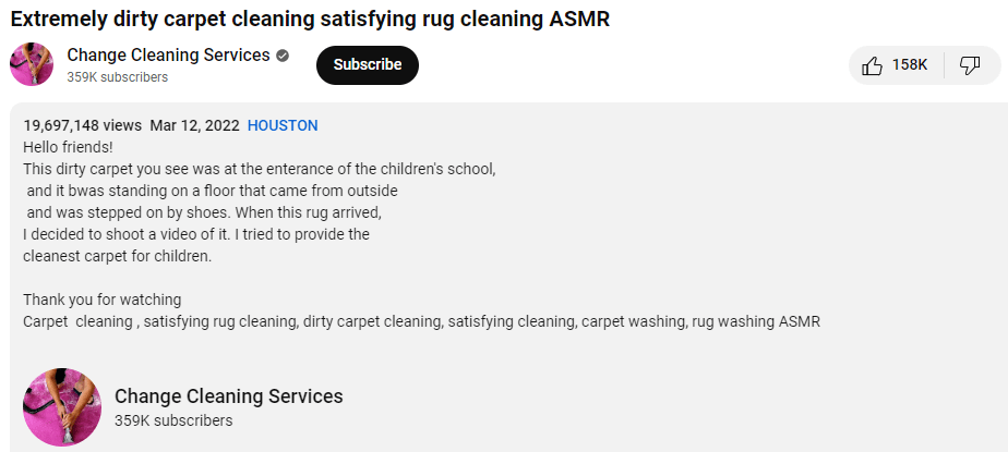 Description of Youtube video 