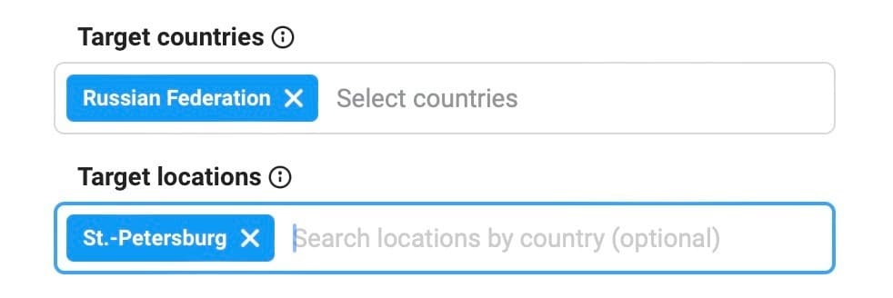 target countries and target locations in Telegram Ads