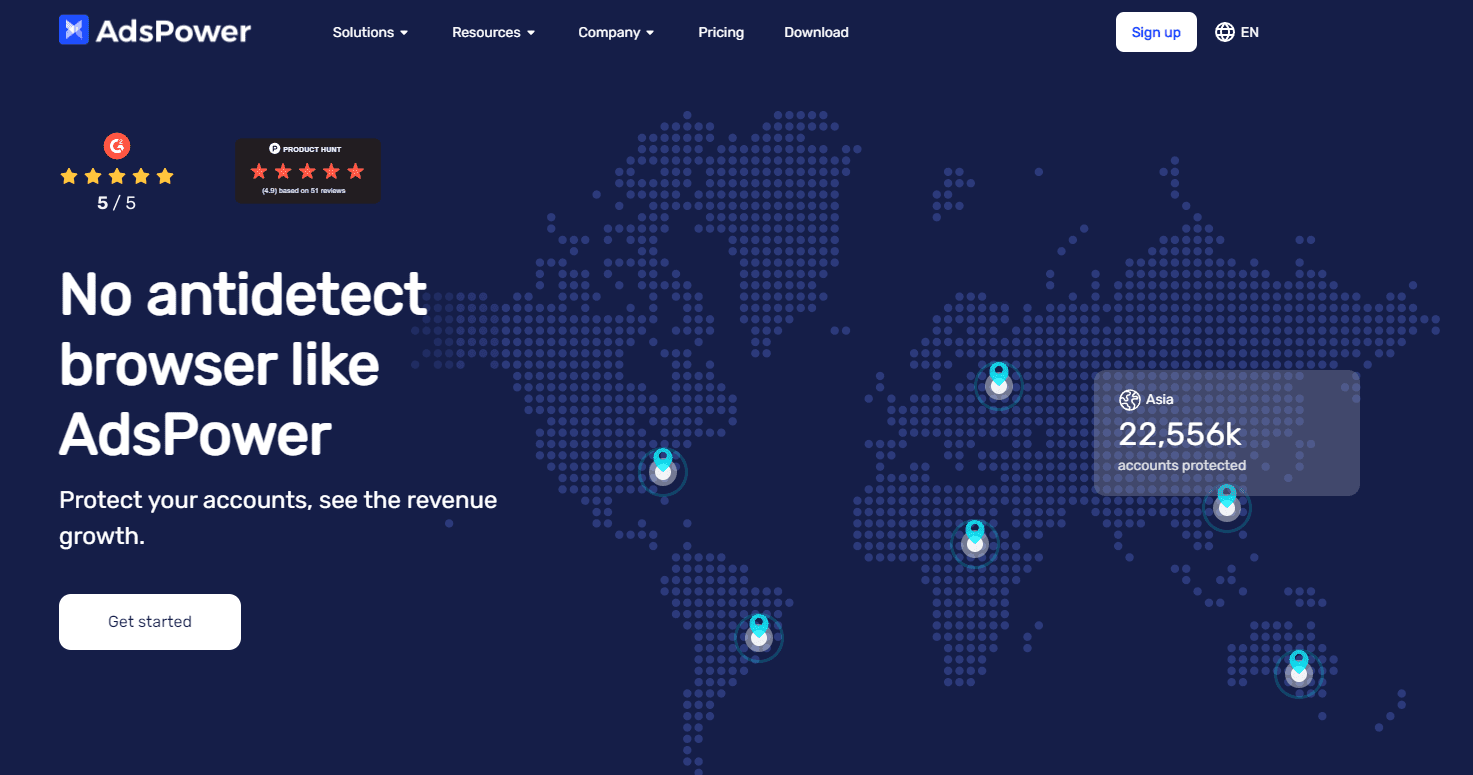 AdsPower homepage screenshot