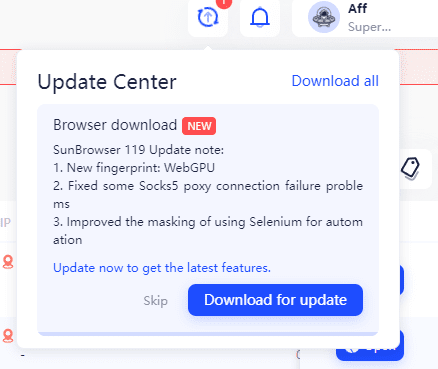 AdsPower update center notification