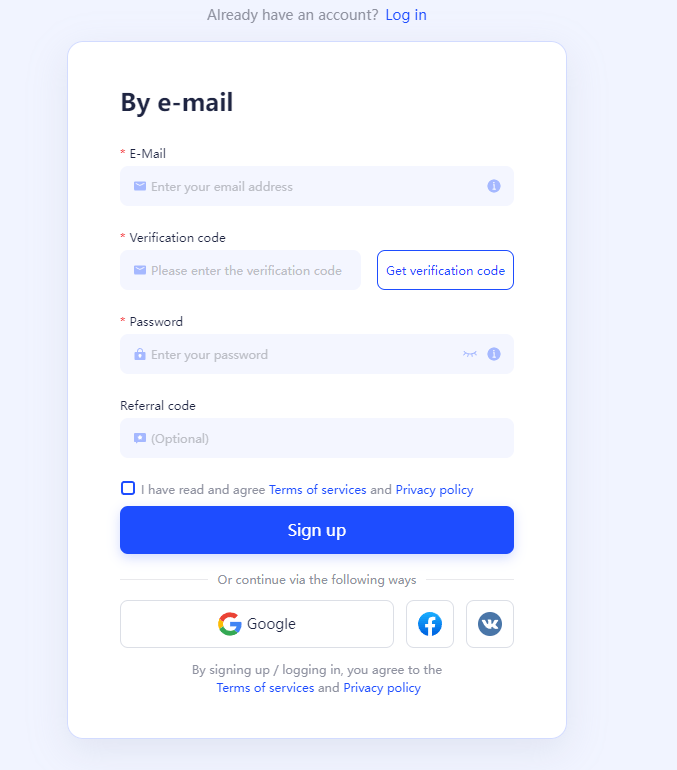 AdsPower sign up window