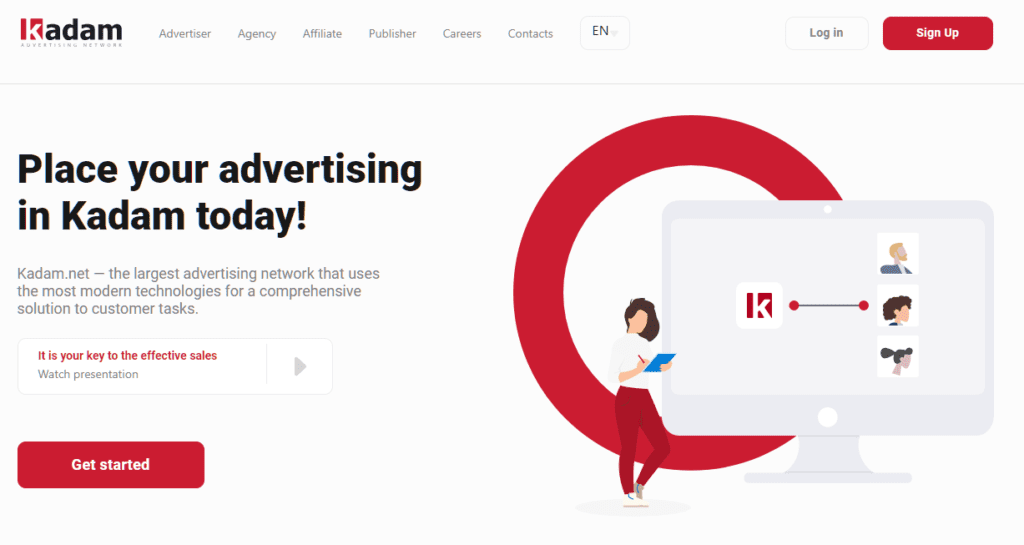 homepage of the kadam ad network