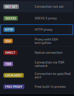 AffDays type of proxies selection