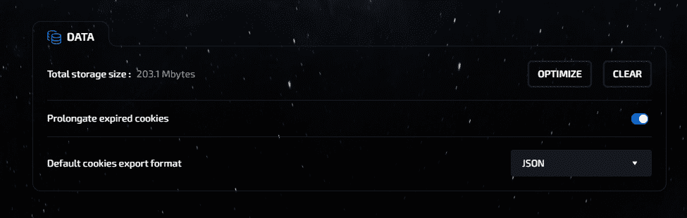 data settings
