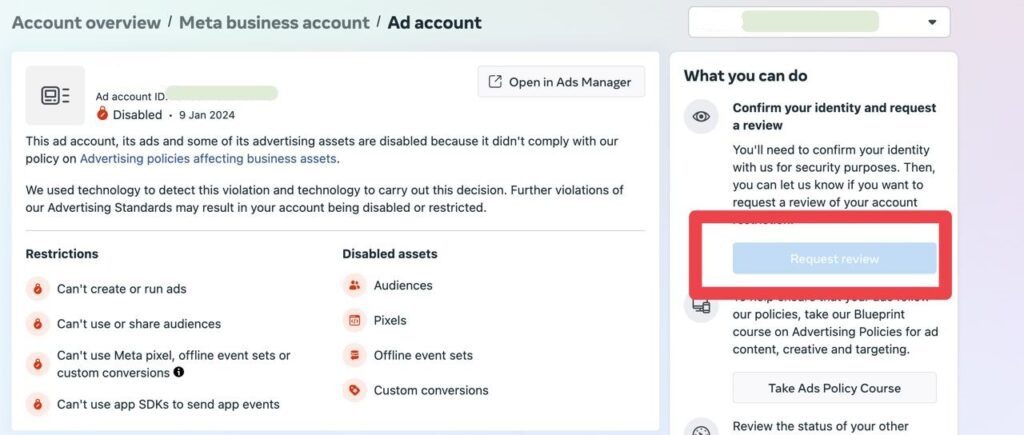 Account review button